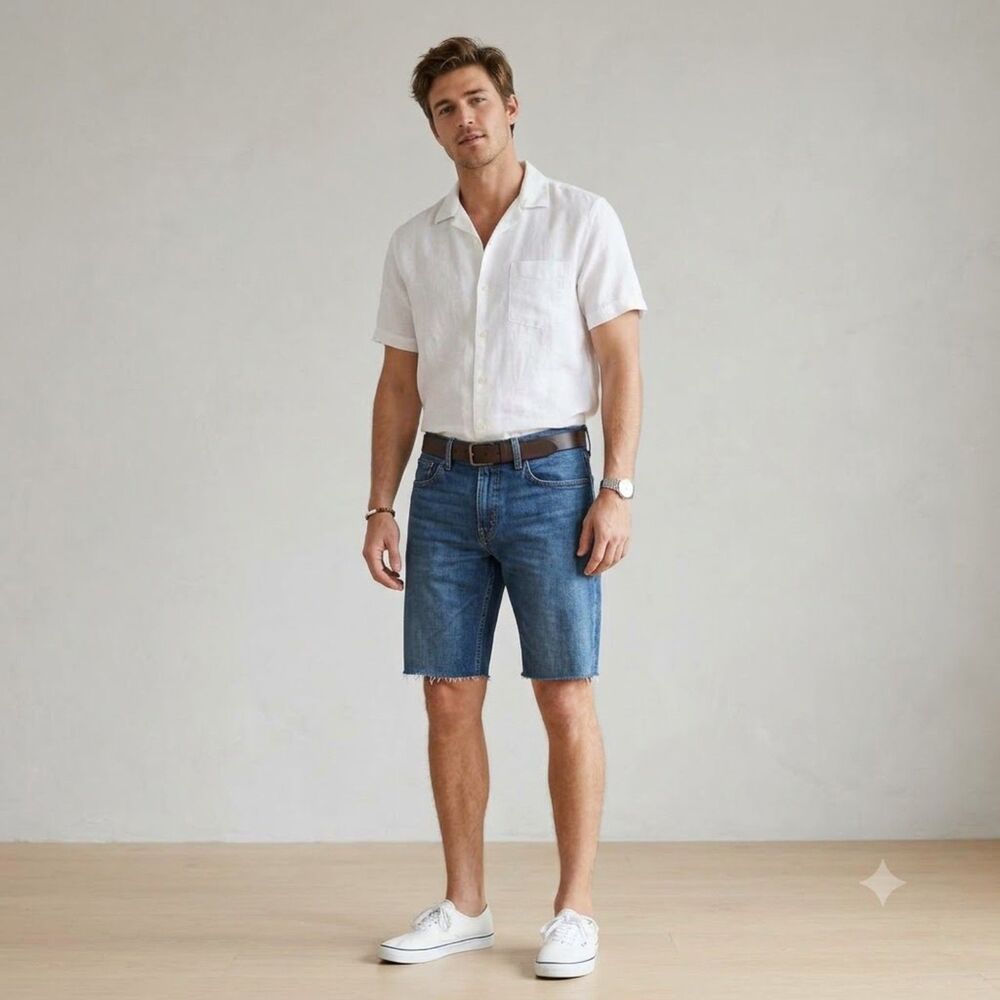 Levi's 514 Custom Denim Jorts Cut-Offs Raw Hem Skater Streetwear Indie Sleaze 32